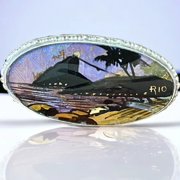 🦋RARE🦋Iridescent🦋Butterfly🦋Wing🦋Sterling Silver “Rio” Brooch - Picture 3 of 6